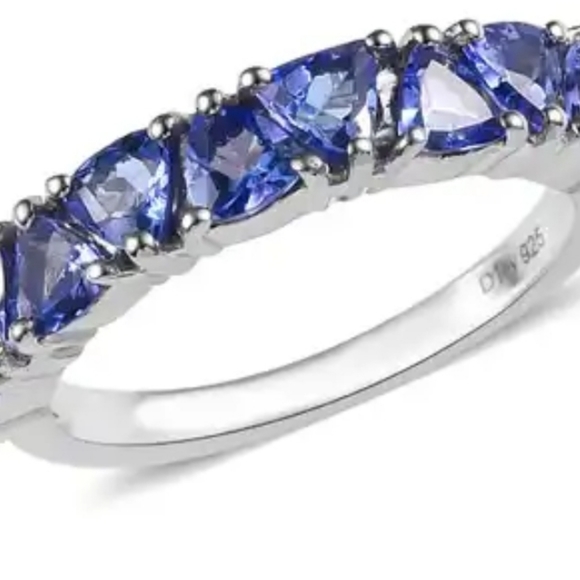 Tanzanite Half Eternity Band Ring in Platinum Over Sterling Silver 1.35 ctw - Picture 7 of 10